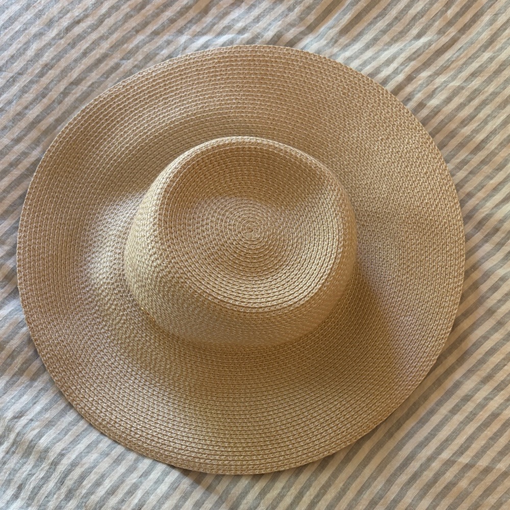 Wide-Brim Straw Sun Hat - Natural Beige - Picture 3 of 13